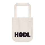 Keep Calm and HODL - Organic Canvas Tote Bag with black and white graphic print