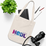 HODL - Organic Canvas Tote Bag with colour gradient chart graphic