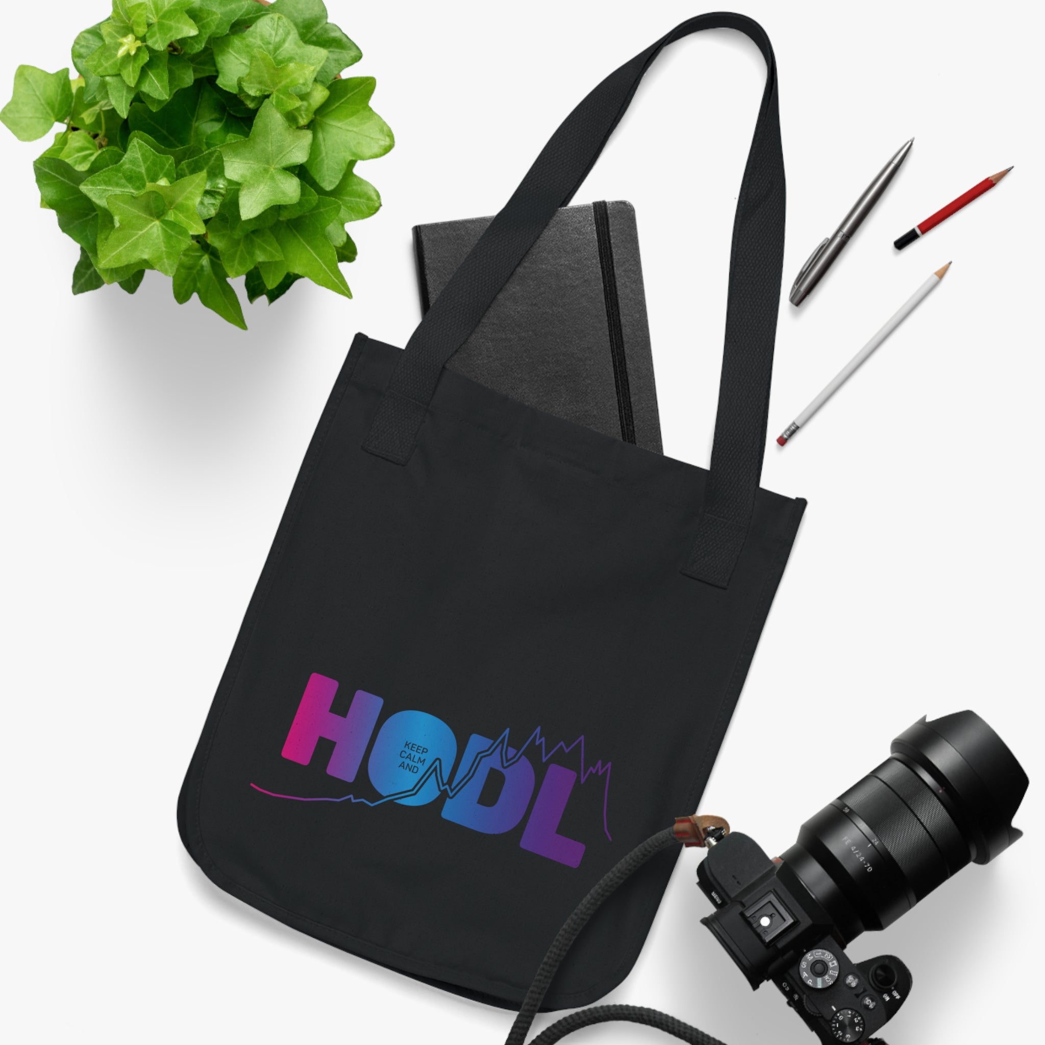 HODL - Organic Canvas Tote Bag with colour gradient chart graphic